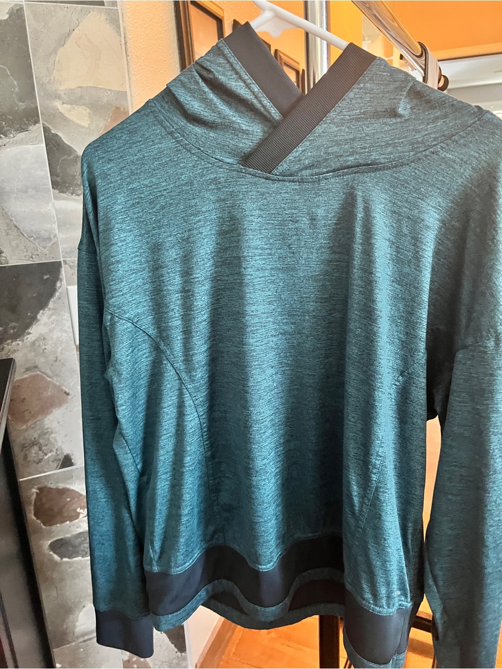 Mondetta Teal Heather Performance Top with Black Accents